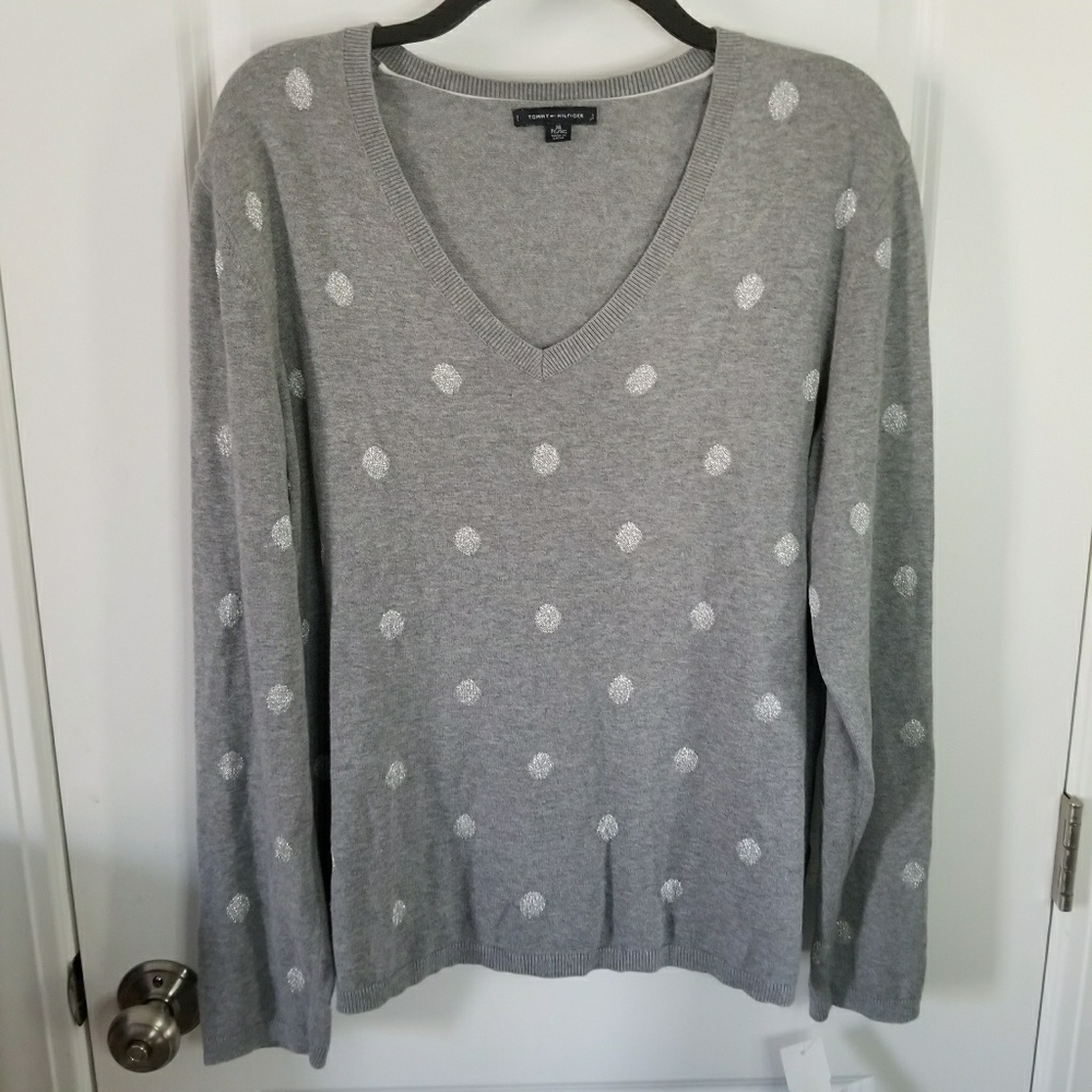 XL Tommy Hilfiger Grey Polka Dot Sweater, GUC